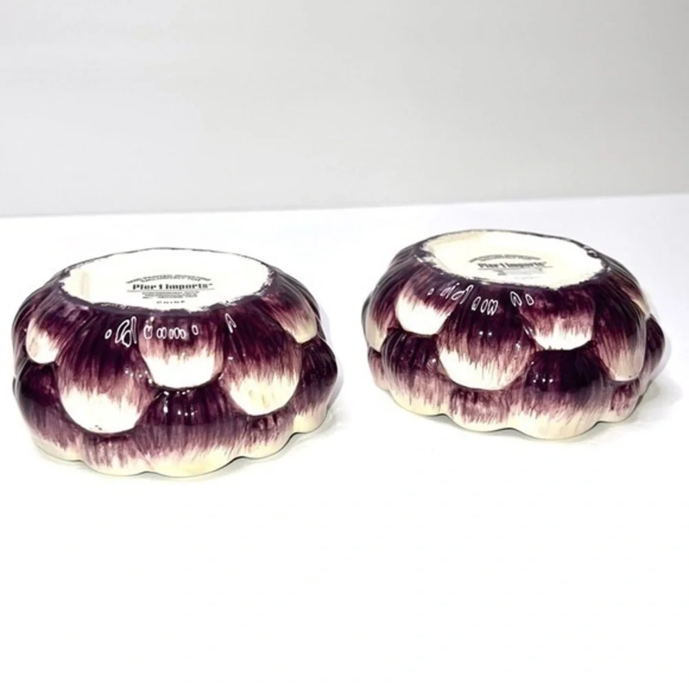 Pier 1 Imports Artichoke Hand-painted Ironstone Small Bowls (Set of 2)